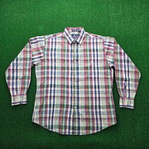 SteepleChase Shirt Mens Large Plaid Long Sleeve Vintage‎ Western Cowboy Rodeo